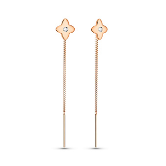 Золотые серьги протяжки с фианитами (арт. 109706)