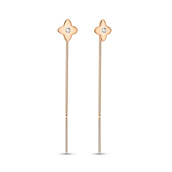 Золотые серьги протяжки с фианитами (арт. 109706)