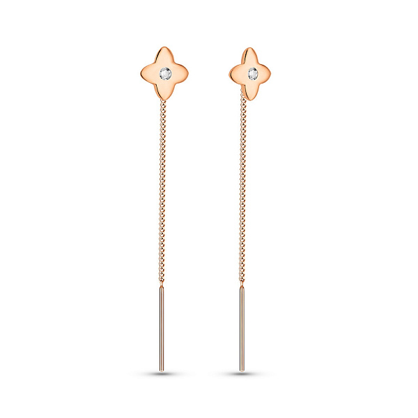 Золотые серьги протяжки с фианитами (арт. 109706) – изображение 1