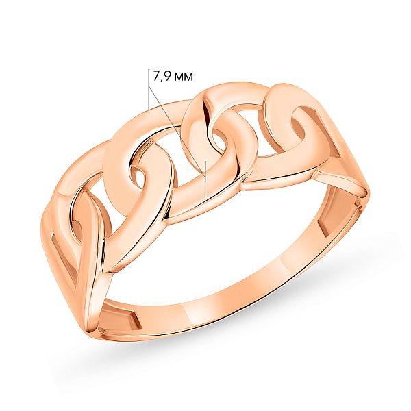 Кольцо "Звенья" из красного золота без камней (арт. 155356) – изображение 2