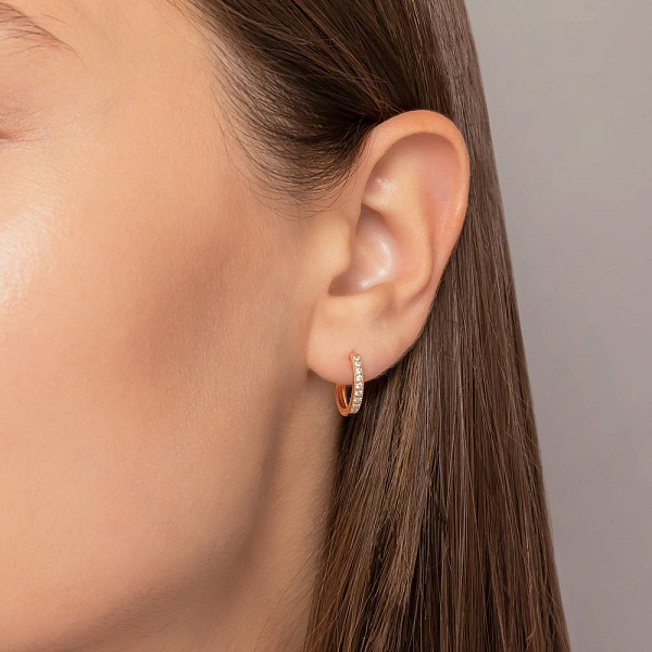 Золотые серьги конго с фианитами (арт. 110272) – изображение 2