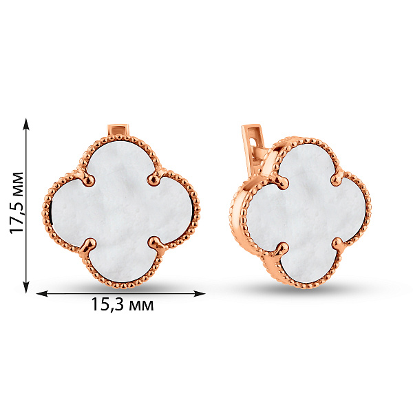 Сережки з червоного золота з перламутром (арт. 106087/15п) – зображення 2