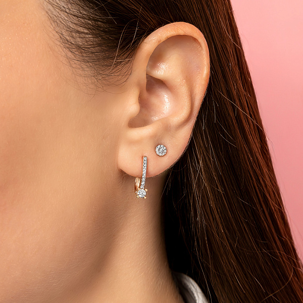 Пусети з червоного золота з діамантами (арт. Т011818010) – зображення 2