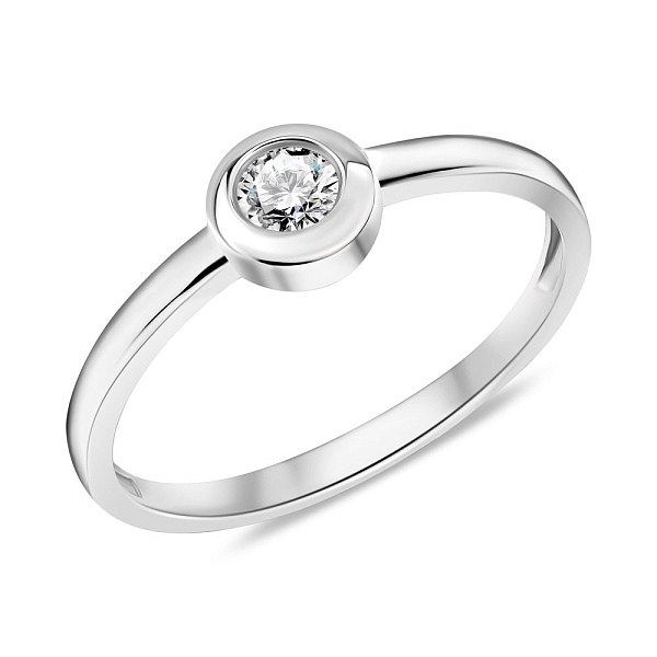 Кольцо из белого золота с одним бриллиантом (арт. К011296010б) – изображение 1