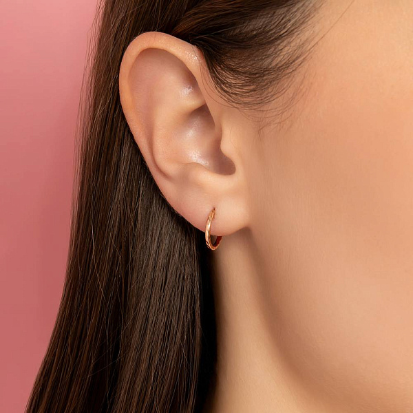 Золотые серьги-кольца с алмазной гранью (арт. 121903/10) – изображение 2