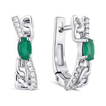 Фото Серебряные серьги с агатом и фианитами (арт. 7502/2189534Аз)