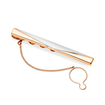 Золотий затискач для краватки з родіюванням без каменів (арт. 200004р)