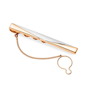 Золотий затискач для краватки з родіюванням без каменів (арт. 200004р)