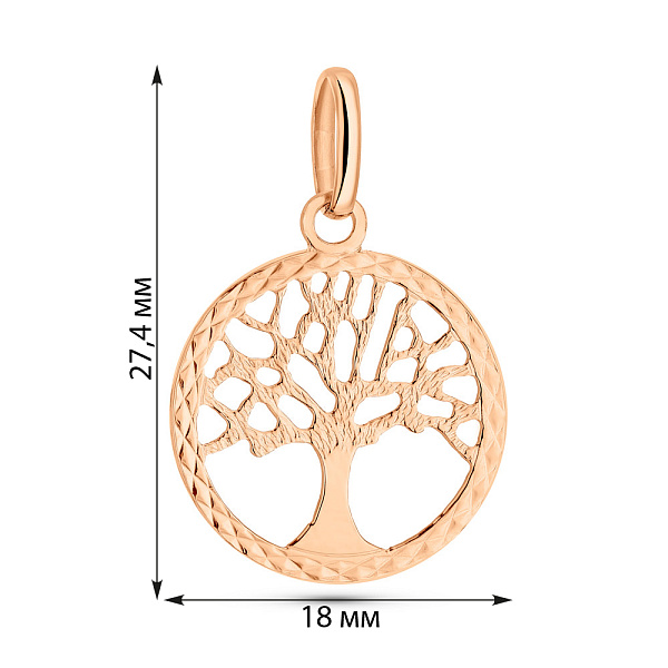 Підвіска з червоного золота Дерево життя (арт. 424862) – зображення 3