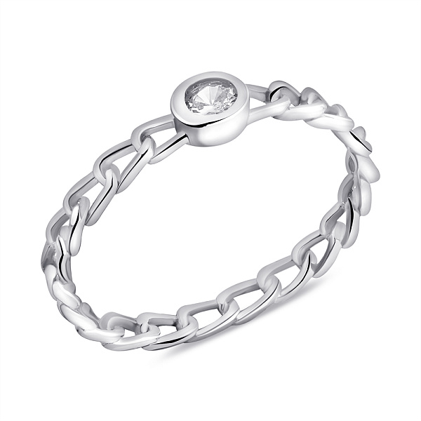 Серебряное кольцо Цепь с фианитом (арт. 7501/К2Ф/1436-16,5) – изображение 1