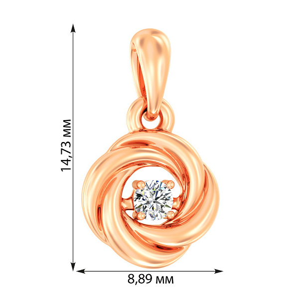 Кулон из красного золота с бриллиантом (арт. П011033005) – изображение 2