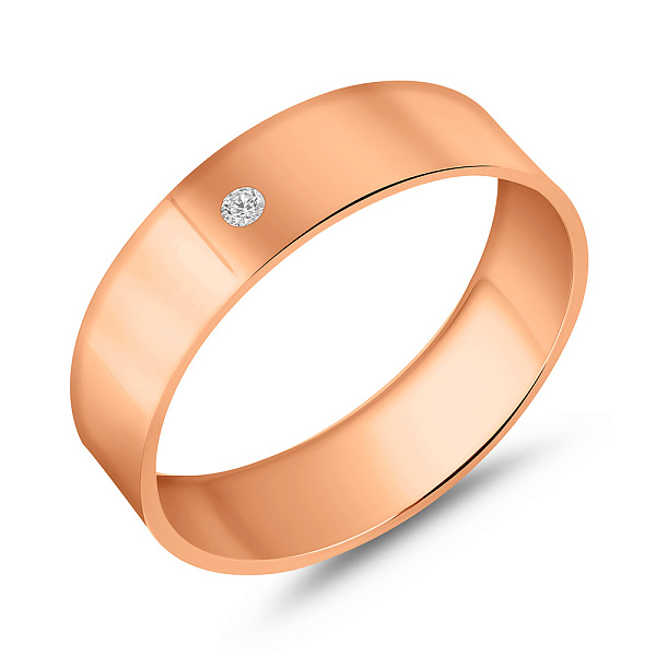 Золотое обручальное кольцо - комфорт с бриллиантом (арт. К239180) – изображение 1