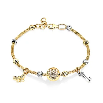 Браслет з жовтого золота з підвісками (арт. 325070жбП2)