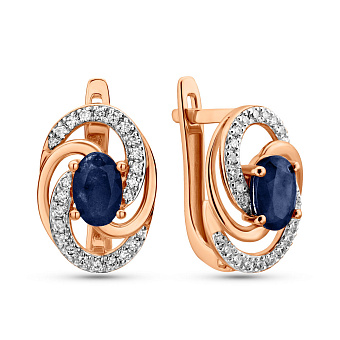 Золотые серьги с сапфиром и бриллиантами (арт. С011050с)