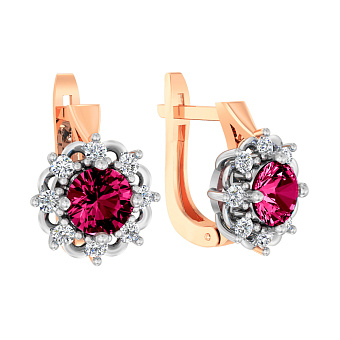Серьги из красного золота с гранатом и фианитами (арт. 111042ПгР)