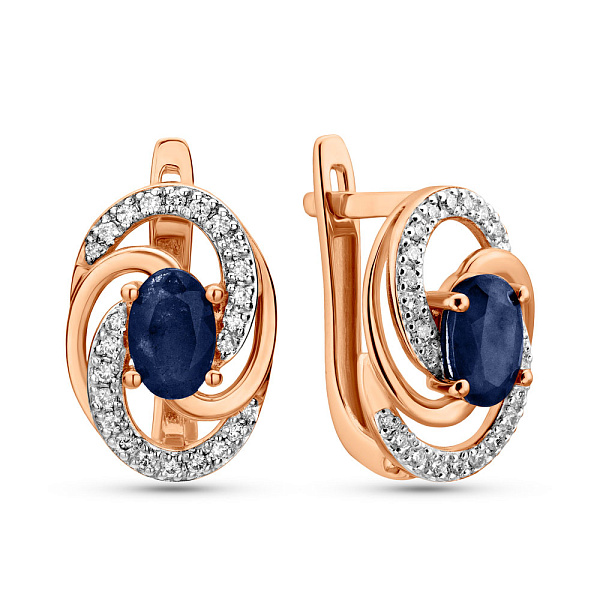 Золотые серьги с сапфиром и бриллиантами (арт. С011050с) – изображение 1