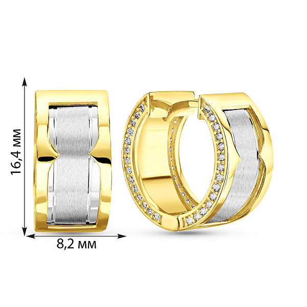 Сережки з жовтого і білого золота (арт. 109163/15жб) – зображення 2