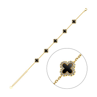 Серебряный браслет Клевер с фианитами (арт. 7509/4006/10жо)