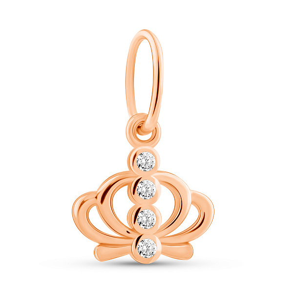 Кулон Корона из красного золота с фианитами (арт. 424818) – изображение 1