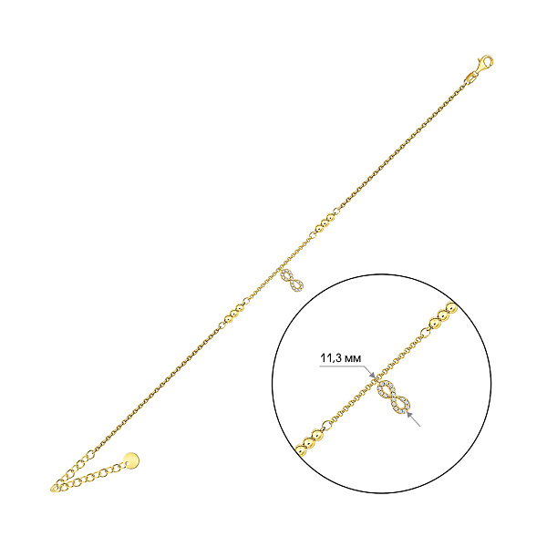Серебряный браслет Бесконечность на ногу (арт. 7509/5016жн) – изображение 2