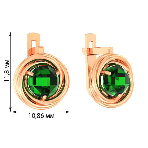Золотые серьги с кварцем  (арт. 110377Пз) – изображение 2