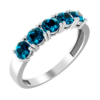 Фото Каблучка з білого золота з топазом лондон (арт. 141049Пбл)