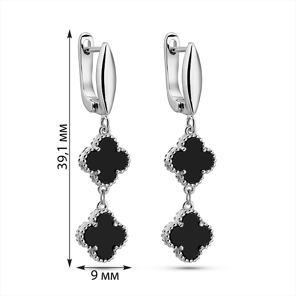 Срібні сережки з оніксом (арт. 7502/2149491/9о) – зображення 2