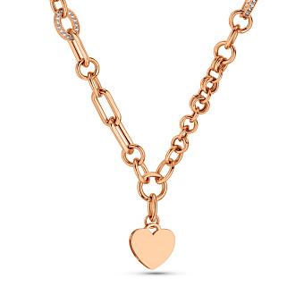 Золотое колье Сердечко с фианитами (арт. 352683)