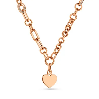 Золотое колье Сердечко с фианитами (арт. 352683)