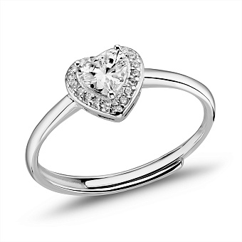 Серебряное кольцо Сердце с фианитами (арт. 7501/8069)