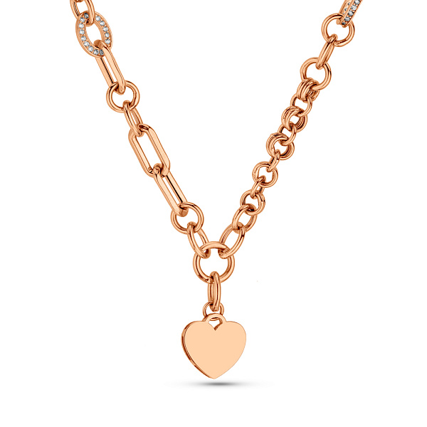 Золотое колье Сердечко с фианитами (арт. 352683) – изображение 1