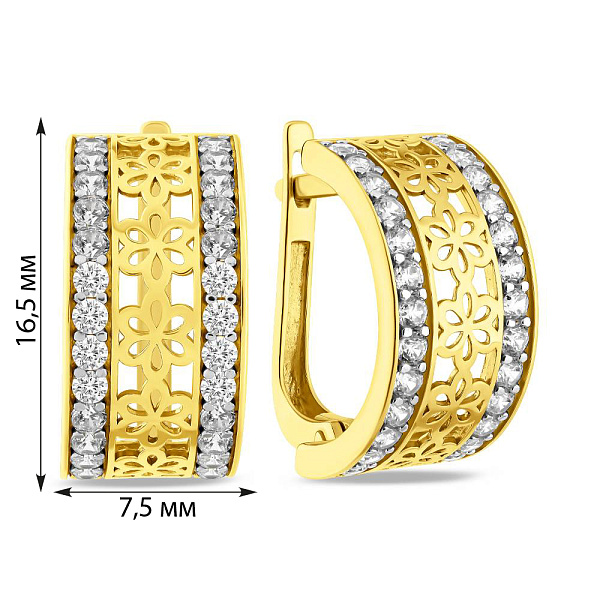 Сережки из желтого золота с фианитами (арт. 114000ж) – изображение 5