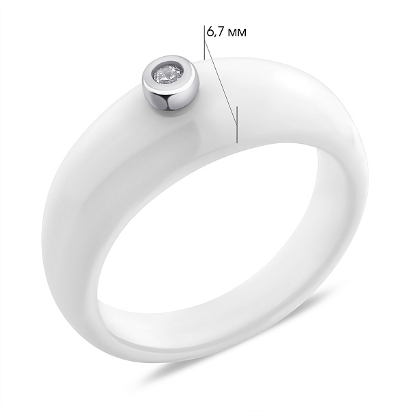 Кольцо из серебра и керамики с фианитом (арт. 7501/6959кмб) – изображение 2
