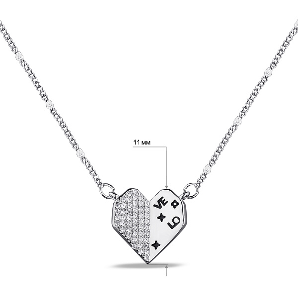 Колье из серебра Сердце с фианитами (арт. 7507/1939еч) – изображение 3