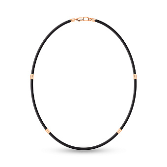 Ювелірний шнурок з каучуку зі вставками з червоного золота (арт. 360257а)