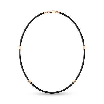 Ювелірний шнурок з каучуку зі вставками з червоного золота (арт. 360257а)