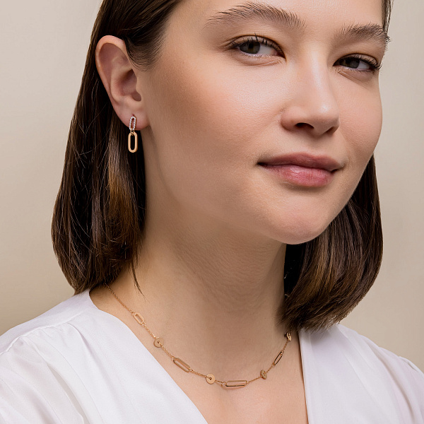 Серьги из красного золота с фианитами (арт. 110718) – изображение 4