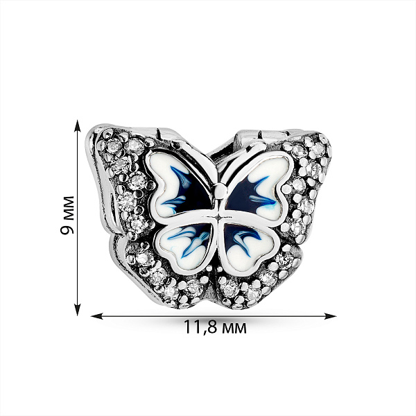 Серебряный шарм с эмалью и фианитами (арт. 7903/4372ебс) – изображение 2