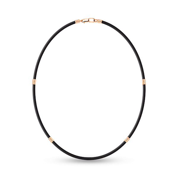 Ювелірний шнурок з каучуку зі вставками з червоного золота (арт. 360257а) – зображення 1