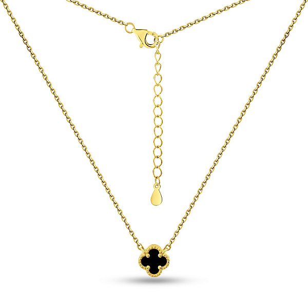 Серебряное колье Клевер с ониксом (арт. 7507/470/7жо) – изображение 2