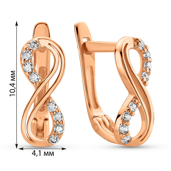 Золоті сережки Нескінченність з фіанітами (арт. 2106066101) – зображення 2