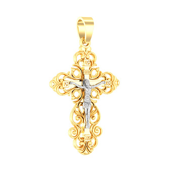Фото Нательный крестик с распятием из желтого золота (арт. 501026ж)