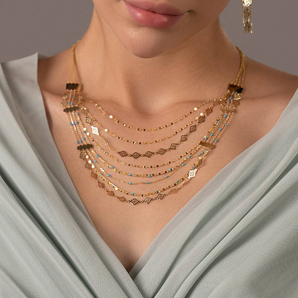 Багатошарове кольє Francelli з жовтого золота з емаллю (арт. 352858жег) – зображення 3