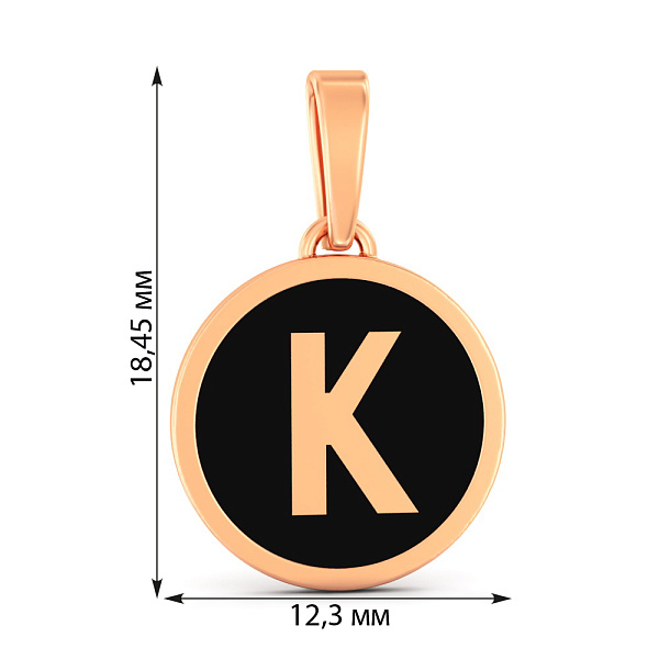 Подвеска Буква К из красного золота с эмалью (арт. 440988еч) – изображение 2