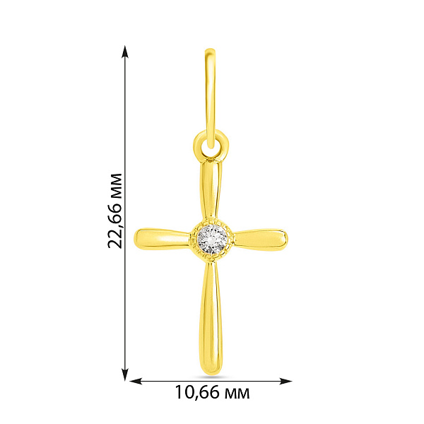 Золотая подвеска-крестик с фианитом (арт. 440457ж) – изображение 2