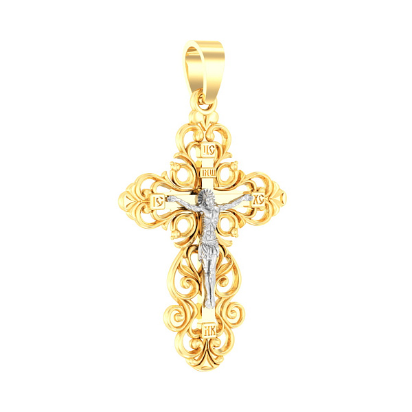 Нательный крестик с распятием из желтого золота (арт. 501026ж) – изображение 1