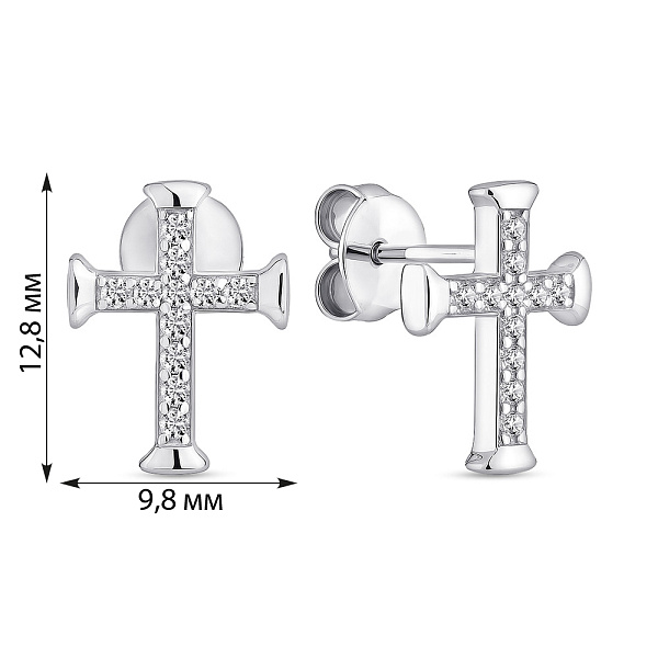 Серебряные серьги Крестики с фианитами (арт. 7518/7214) – изображение 2