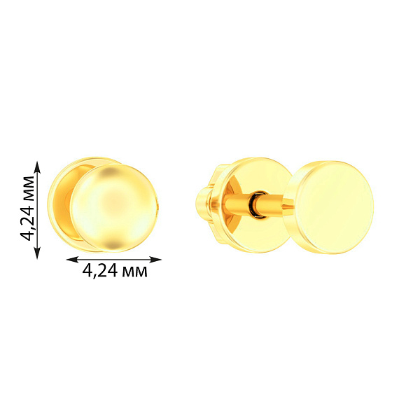 Сережки-пусеты из желтого золота (арт. 110646ж) – изображение 3