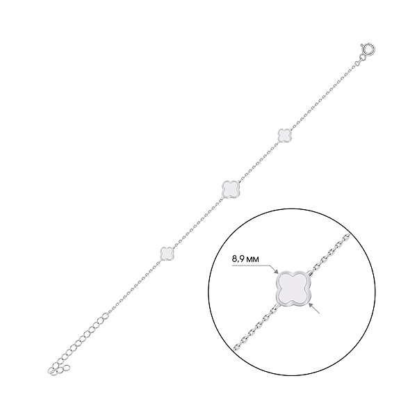 Срібний браслет Конюшина з білим оніксом (арт. 7509/4959об) – зображення 2