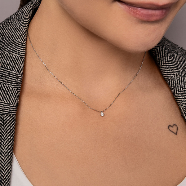 Колье из белого золота с бриллиантом (арт. Ц011163010б) – изображение 5